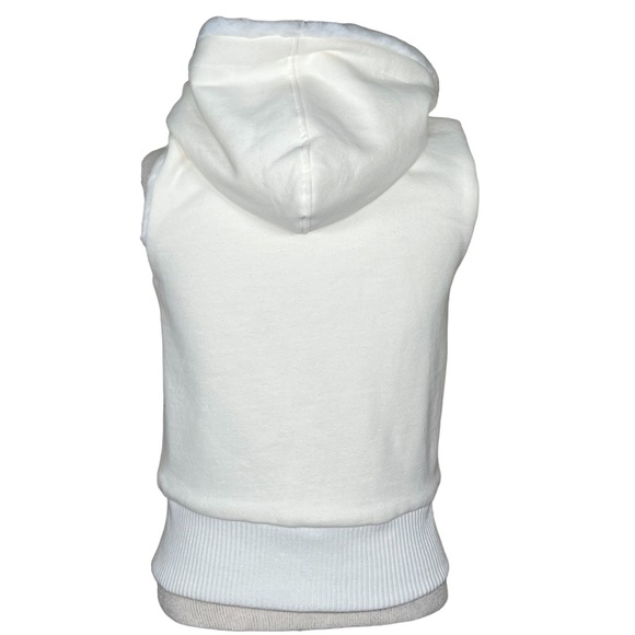 Old Navy Women’s Ivory Reversible Faux Fur Lined Sweatshirt Hooded Vest S NWT - Picture 5 of 16
